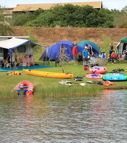 Kayaks and tubes at the camp sites